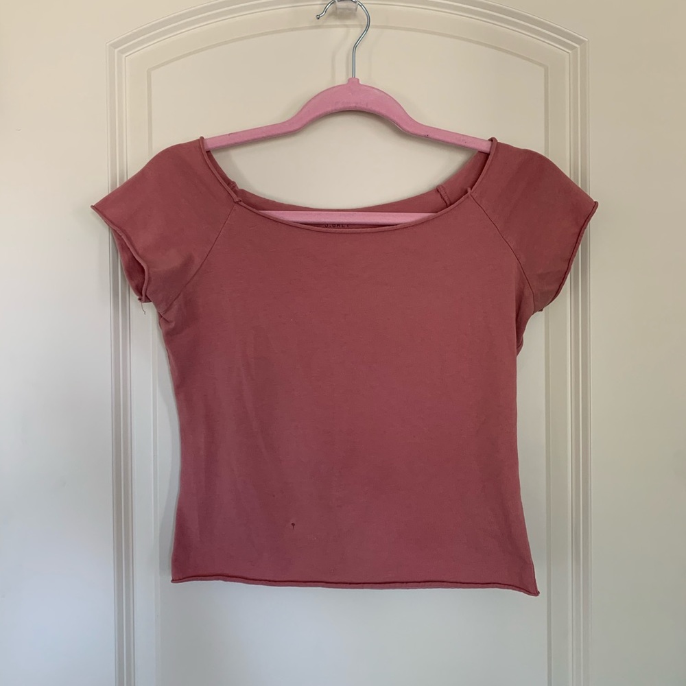J Galt Pink Off The Shoulder Crop Top